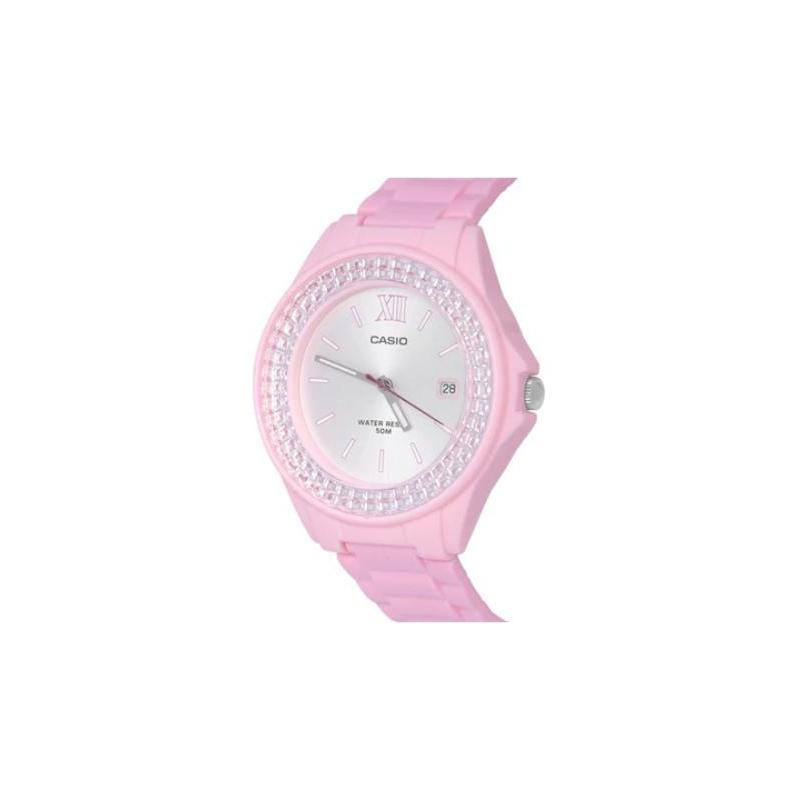 Casio DRESS Pink Battery Quartz Movement Resin Strap Japanese and Korean Watch Women's Watch Silver Dial LX-500H-4E4