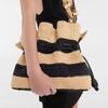 New Striped Crochet Bag Single-shoulder Tote Straw Bag Closed Women's Crossbody Bucket Bag Woven Beach Bag ARI