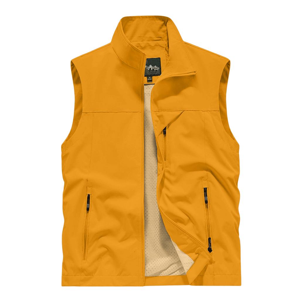 Men's Summer Multi-Functional Pocket Fishing And Hiking Vest: Lightweight Sleeveless Stand-Up Collar Jacket