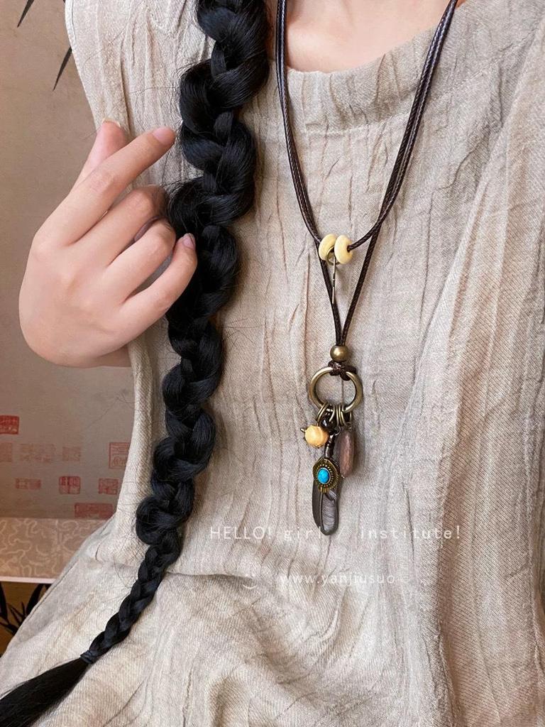 Bohemian Ethnic Style Long Bow Metal Necklace with Vintage Distressed Pendant (2025)