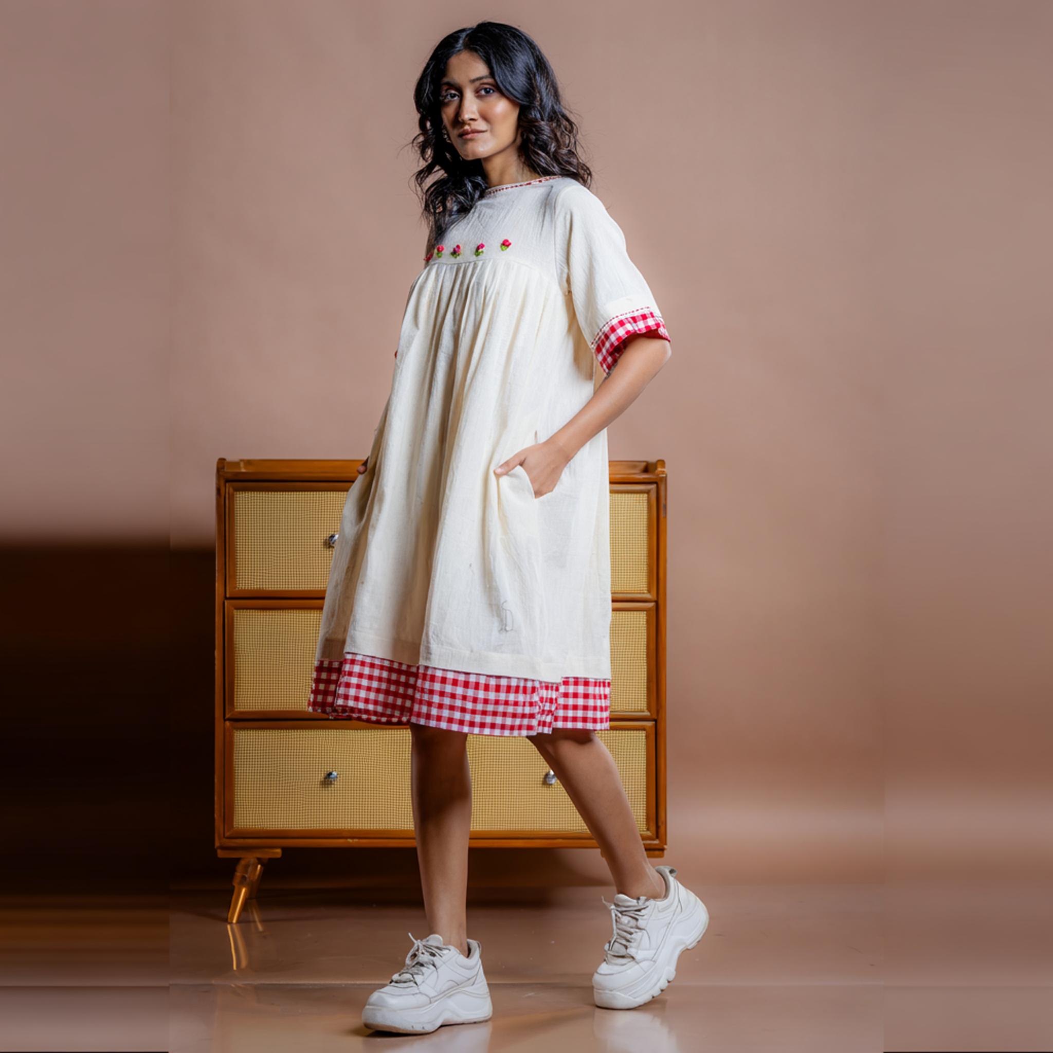 Nyara embroidered Kora Kala cotton dress XXL грязно-белый