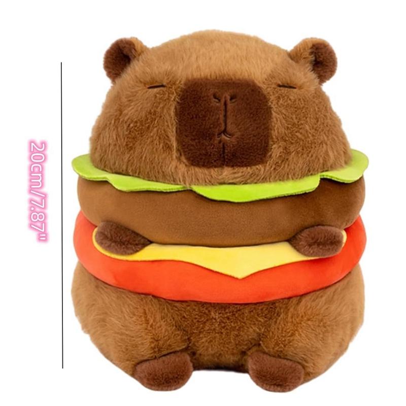 Realistische Capybara Burger Pluche Speelgoed Zacht Knuffeldier Schattig Hamburger Kussen Poppetje Cadeau voor Kinderen
