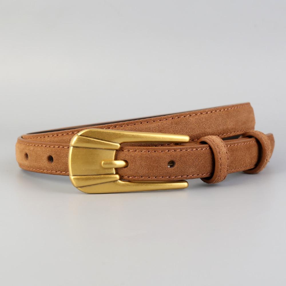 Pure Color Cowboy Belt Suede Leather Decorative Belt New Slim Waist Belt  for Women Skirt Jeans