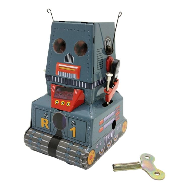 

Windingup Toy Robot Iron Figurine Mechanical Robot Model for Office Home Decors 1