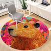 1pc Capybara Print Chair Carpet for Office, Round Non-Slip Durable Large Size Office Carpet, Suitable for Office, Beautiful Decoration