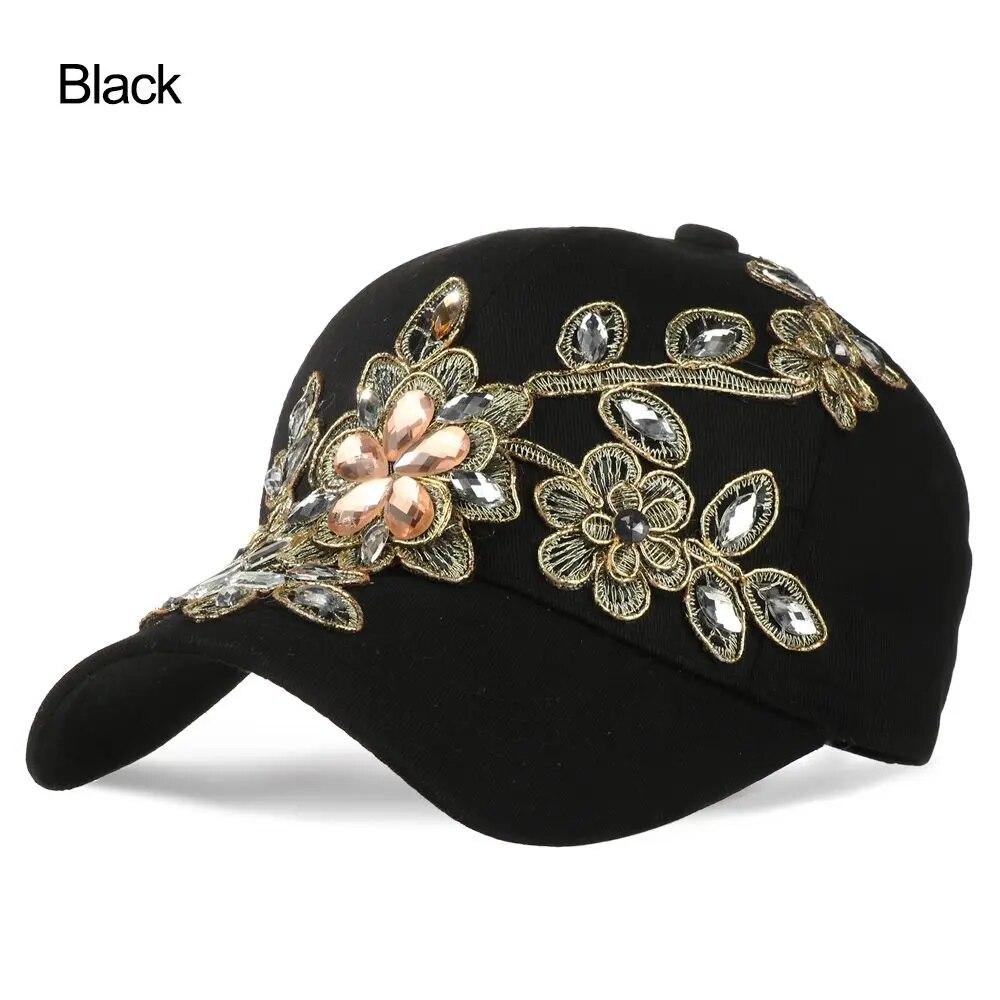 

Наружная женская шляпа со стразами и цветком, спортивная бейсболка, ковбойская шляпа от солнца чёрный