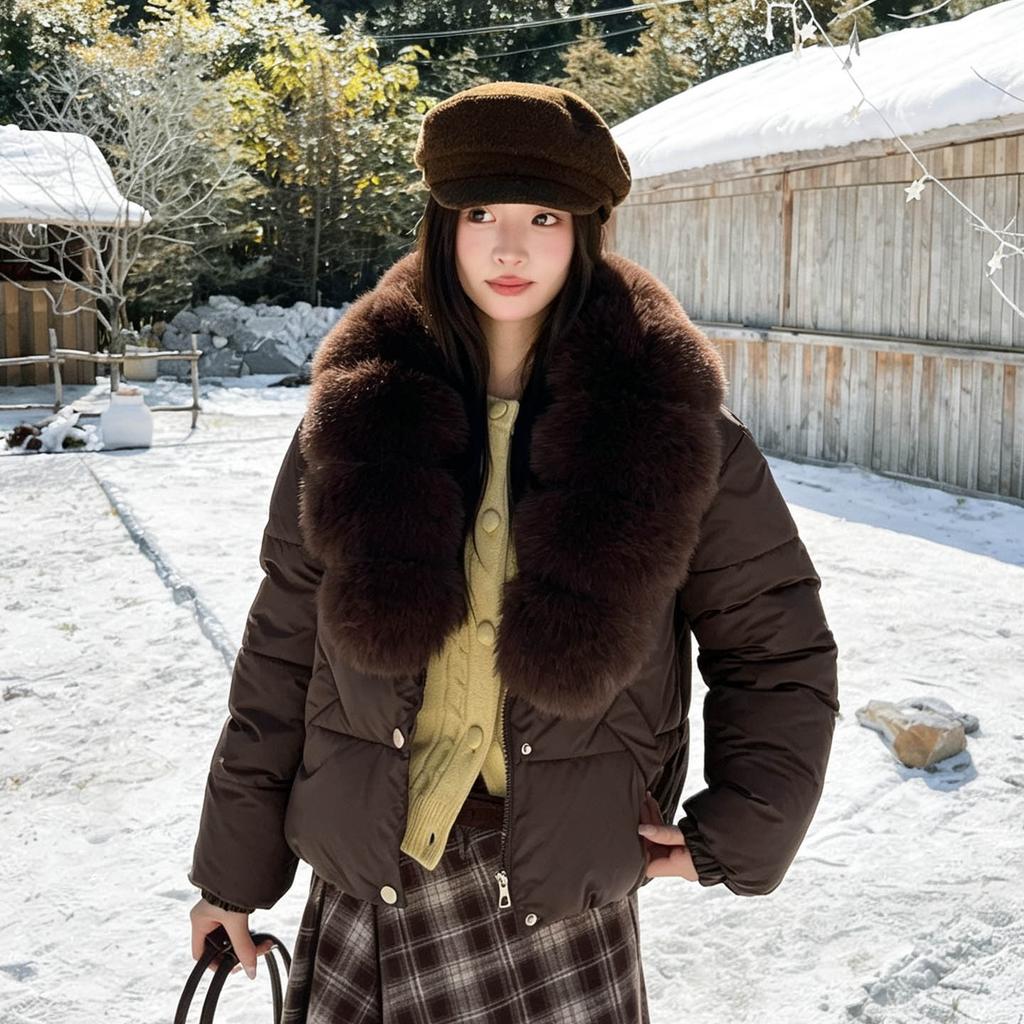 Large lapel short cotton clothes women's new winter thickened and thin versatile warm cotton-padded jacket