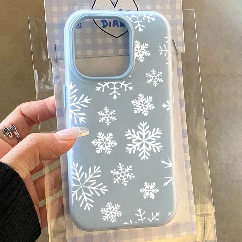 Simple White Snowflake Winter Phone Case For Xiaomi Redmi 14C 13C Note 14 13 12 11 10 Pro Plus 5G 2 in 1 Matte Clear Back Cover