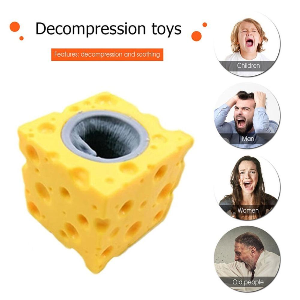 

5cm Cheese Mouse Cup Pinching Joy Parody Groundhog Toy Fuuny Stress Relief Toy