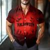 Men's Fashion Casual Loose Halloween Printed Short Sleeve Shirt