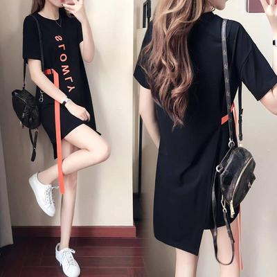 Summer T Shirt Dress Women Vintage Casual Sexy Bodycon Party Wrap  Boho Black Dresses Plus Size