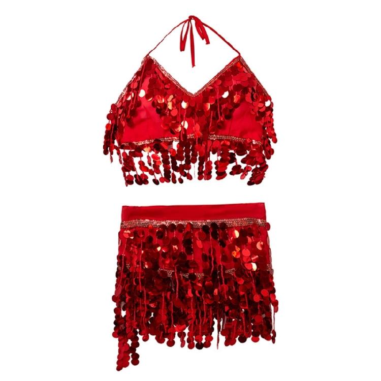 Lightweight Belly Dance Performances Wear Sequins Accented Halter And Scarf Combo For Different Skill Level