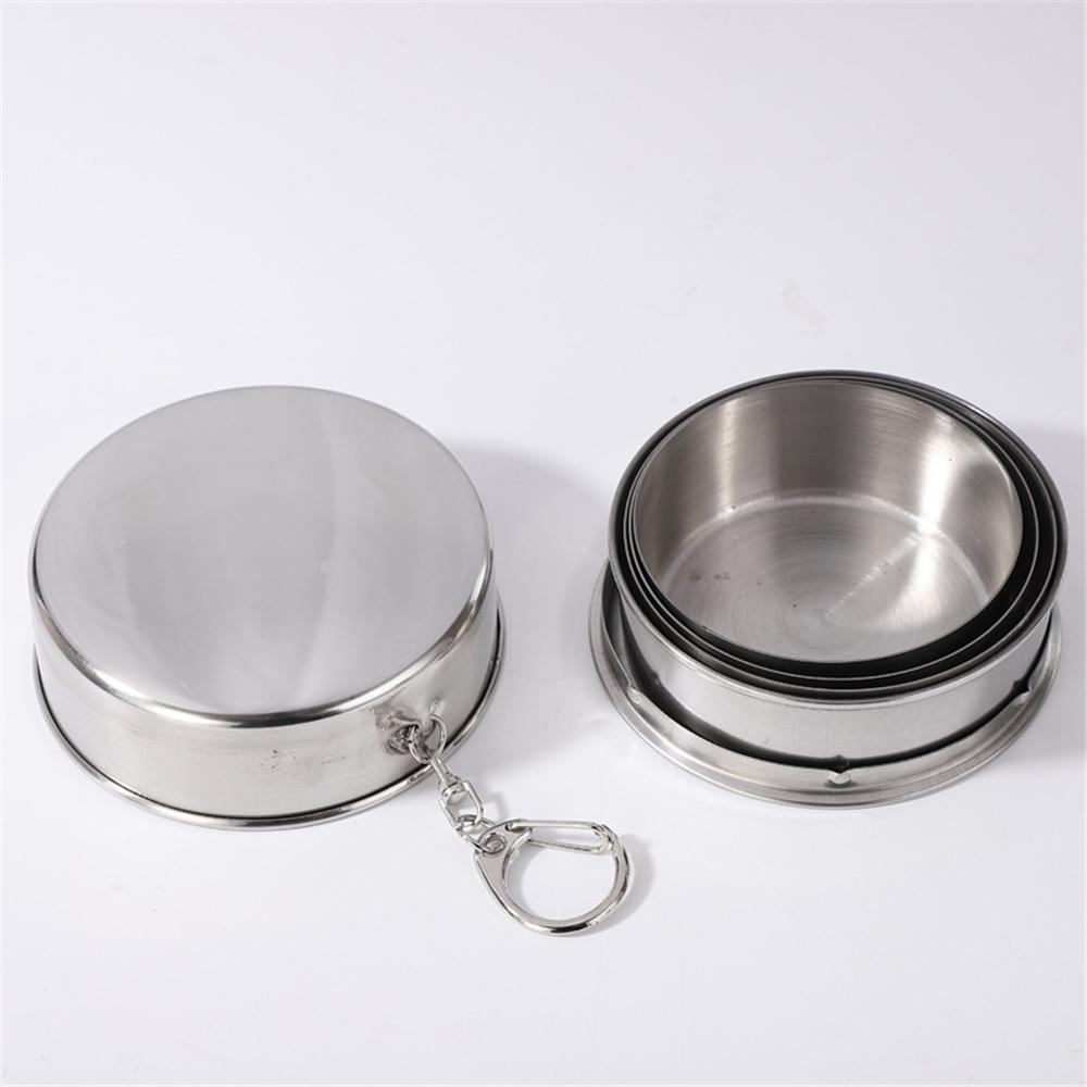 Stainless Steel Foldable Cup Portable With Keychain Outdoor Camping Travel Folding Cup Teacup Telescopic Water Cup 75/150/250ML
