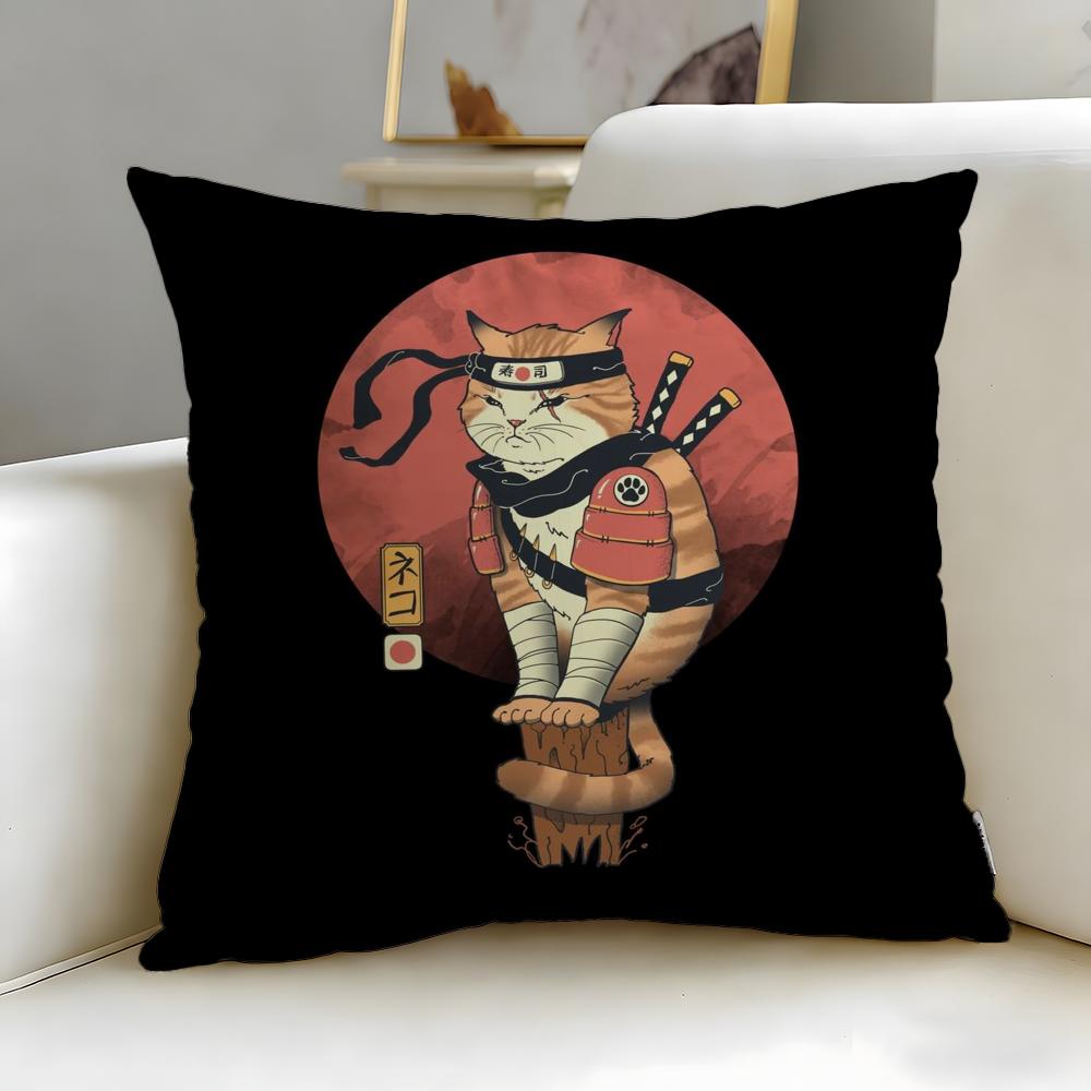 Classic Theme Japanese Style Cat Cushion Cover Soft & Easy-Wash Pillow Case – Versatile for Couch, Bed, Travel and Office
