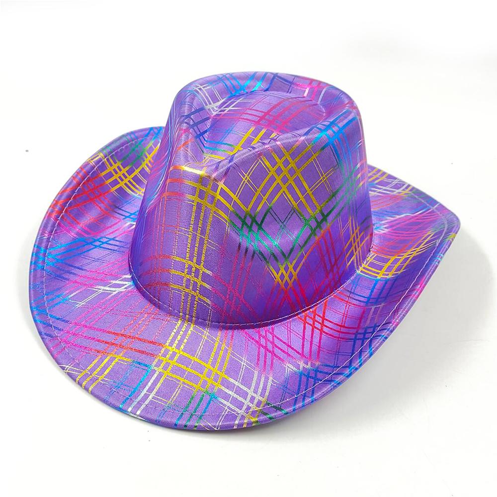 Color Blocks Laser Cowboy hat Western cowboy men and women retro party stage party Cowboy hat outdoor knight hat Wholesale