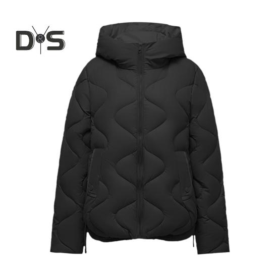 Жіноче зимове пухове пальто з м’якою вітрозахисною курткою з капюшоном і довгими рукавами, вільні потовщені кишені, суцільне кольорове бавовняне пальто для захисту шиї на блискавці.