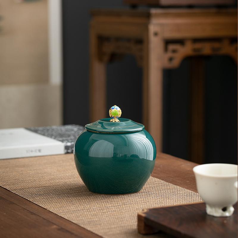 Ceramic Tea Caddy Food Sealed Cans Home Round Jewelry Cosmetic Storage Box Creative Coffee Bean Candy Nut Sealed Cans Home Decor