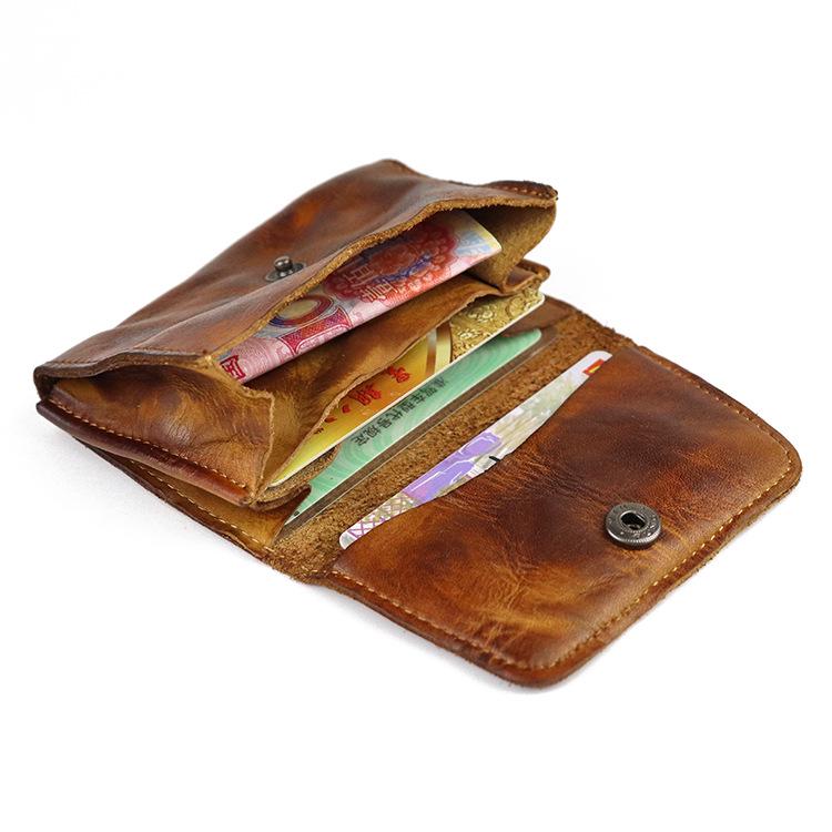 Vintage Vegetable Tanned Cowhide Accordion Card Holder and Simple Driver's License Case