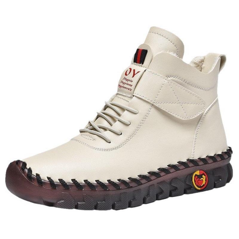 Neue Damenschuhe in Übergröße modische und vielseitige Klettverschluss-Baumwollstiefel Samt warm Martin-Stiefel