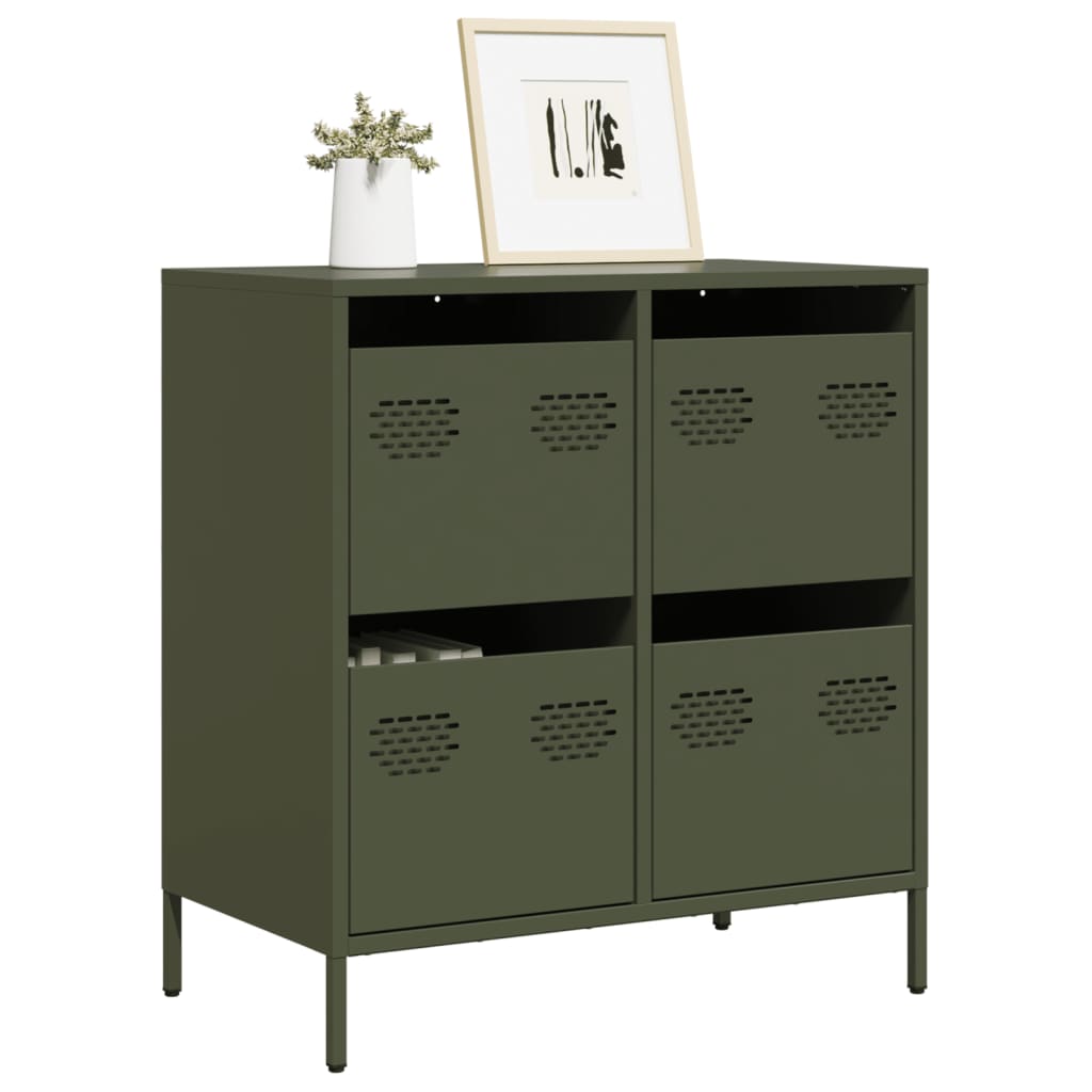 Sideboard Olive Green 68 X 39 X 73.5 Cm Cold Rolled Steel