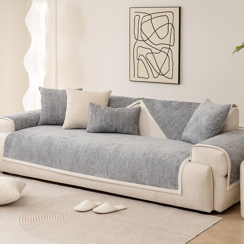 Žinylkový polštář na pohovku Four Seasons Univerzální protiskluzový polštář Moderní jednoduchý Hrubá látka Opěradlo na ručník Potah na ručník Potah na pohovku