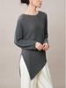 Women's Irregular Long-Sleeve T-Shirt - 2025 Autumn Style, Loose Fit, Slimming, Split & Pleated Base Layer.