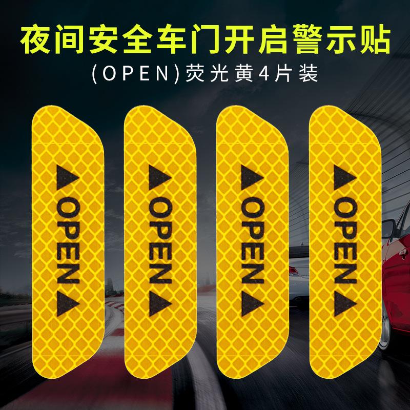 

4pcs Car Universal Door Open Reflective Strips Warning Stickers Safety Mark Warning Reflective Auto Exterior Interior Reflector