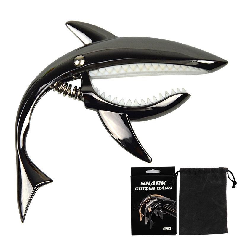 Shark Capo: Zinc Alloy Transposition Capo for Folk Guitar with Flannel Bag Packaging.