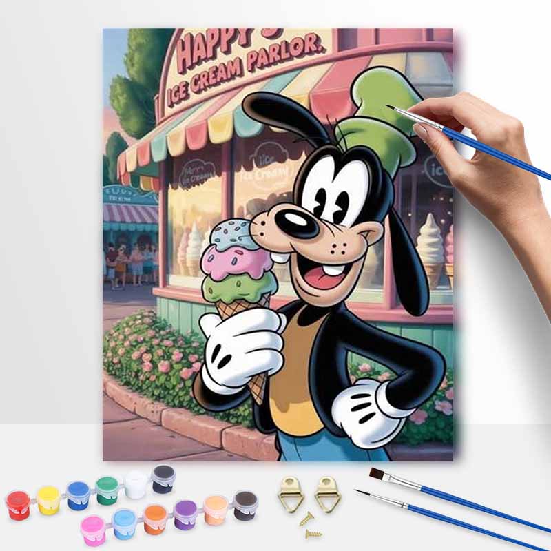 Disney Goofy Ice Cream Oil Paint by Numbers Painting Kit Handmade Diy Home Decoration Gift