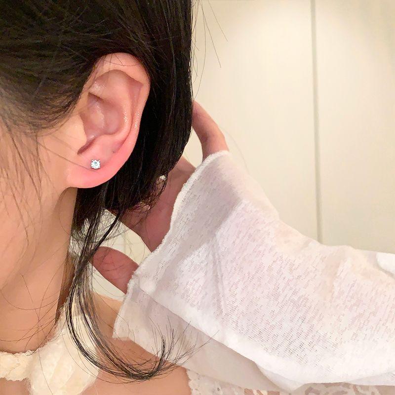 Ear-Caring Bi Medical Titanium Steel Flash Diamond Ear Bone Stud Small and Delicate Ear Stud Female Earrings Sleep No Need to Take off Earrings