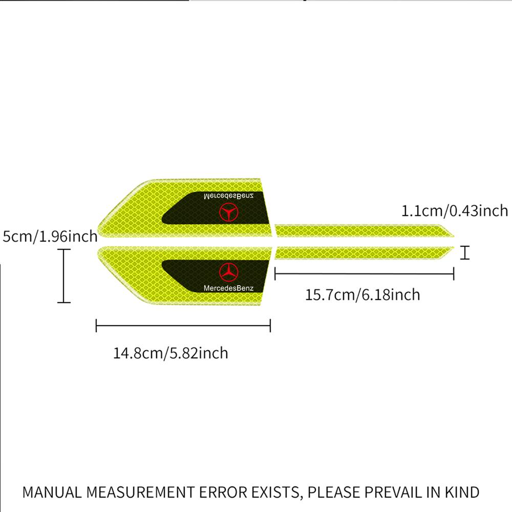 Car Reflective Decor Decal Fender Anti-Scratch Safety Warning Sticker For Mercedes Benz W204 W124 W202 W212 W205 GLA CLA AMG