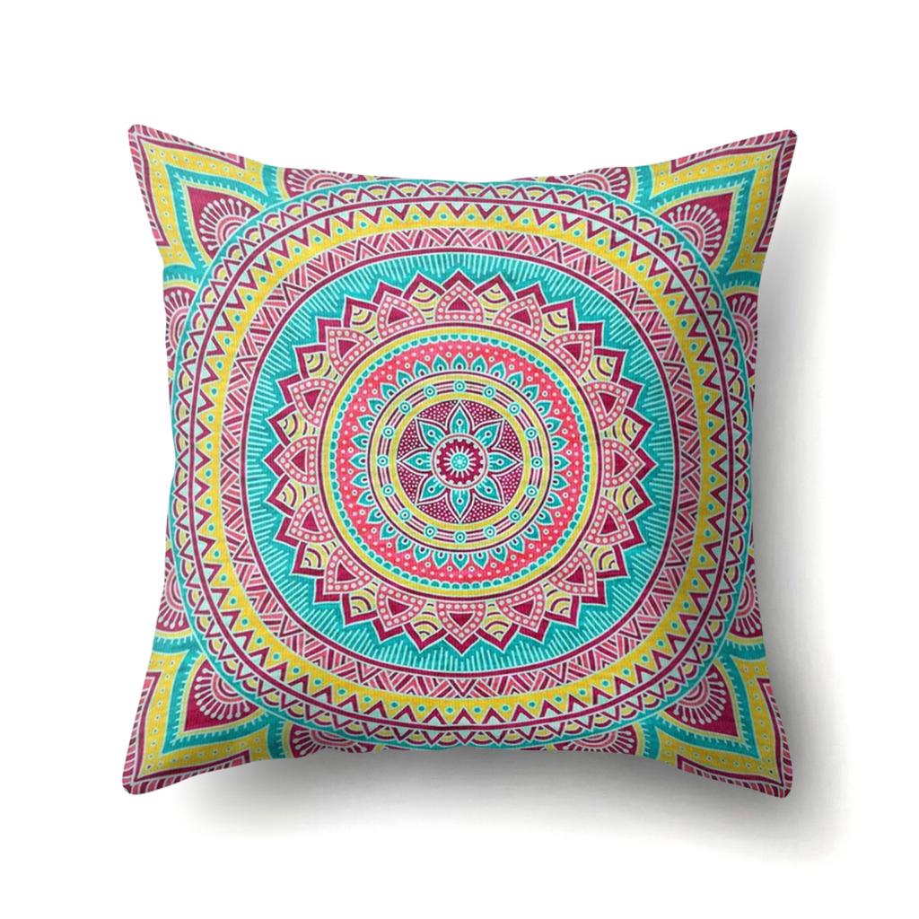 Polyester Pillowcase Boho Mandala Flower Texture Pillowcase Home Soft Decoration
