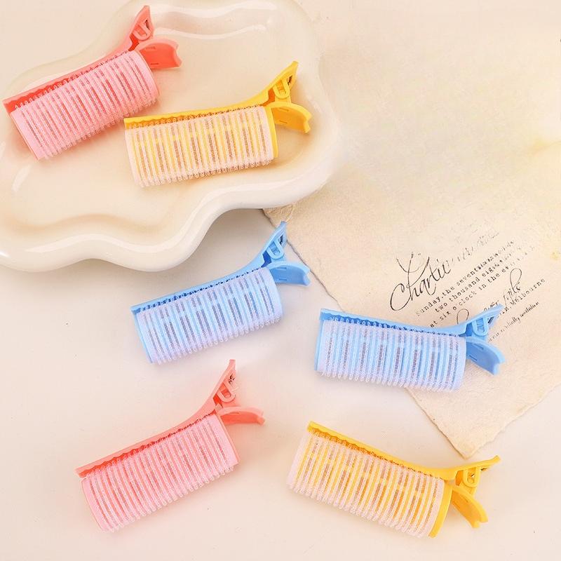 2Pcs Fluffy Bangs Roller Hair Root Fluffy Hair Clips Self-adhesive Seamless No Damage Head Top Styling Curling Barrel Roller