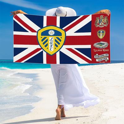Leeds United Logo Print Beach Towel, Large Soft Quick Dry Towel for Beach Camping Swimming