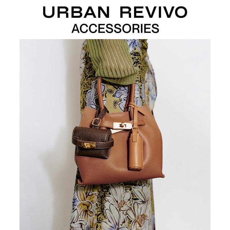 URBAN REVIVO Retro Lychee Pattern Handbag One Size