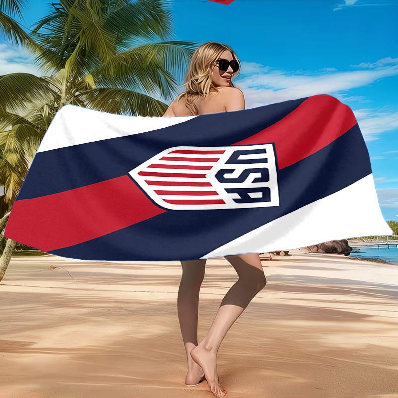 Usa Soccer Emblem Beach Towel, Quick-drying, Easy to Care for, Suitable for Both Fitness and Beach Vacations,Sports Essential