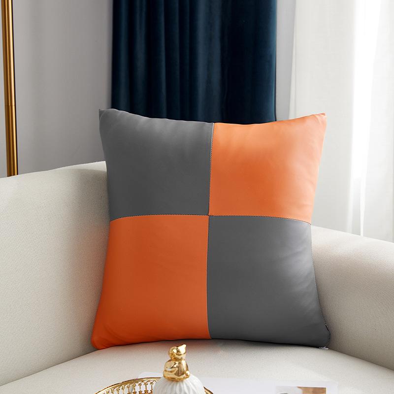 Pillow Cover 18x18 Inch Throw Faux Leather Pillow Covers, Square Modern Pillow Cases, PU Home Decorative Pillow Cushion Cover for Couch Sofa Chair Bed