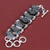 Faceted silver sheen obsidian bracelet gemstone jewelry 925 sterling silver bracelet adjustable chain bracelet handmade bracelet for gifts
