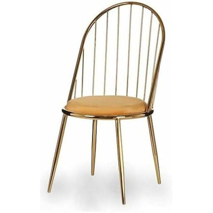 Chaise - GIFT DECOR - 23441 - Lot de 2 - Polyester - Métal - Or