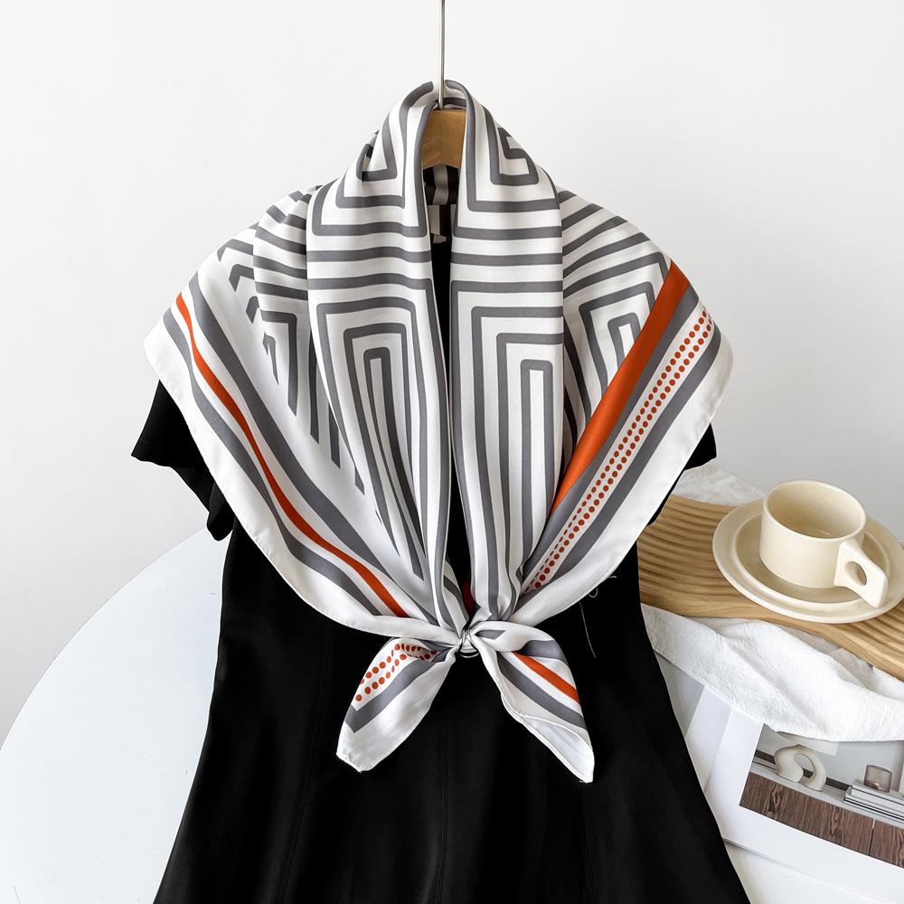 

Новый шарф полосатый летний тонкий платок легкий дышащий солнцезащитный платок твил квадратный 90*90cm