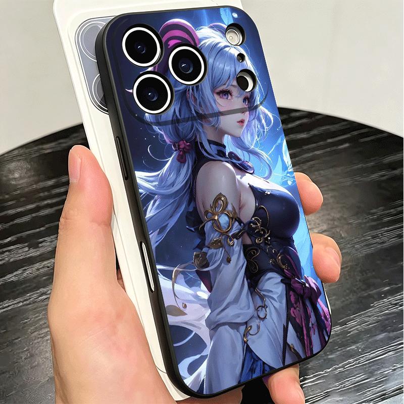 Genshin Impact Ganyu Soft Phone Case for iPhone 16 16E 17 Air 15 Pro Max 14 Plus 13 Mini 11 12 7 Black Cover Back Shell
