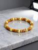 Retro Style Gold color Volcanic Lava Stone Beaded Bracelet Brown Wood Beads Energy Reiki Charm Grounding Protection Jewelry Gift