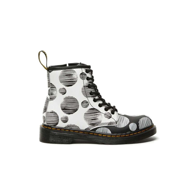 Dr. Martens 1460 Junior Полностью Принтованные В Горошек Полусапоги Повседневные На Молнии Водонепроницаемые Прочные Детские Кожаные Ботинки Детские Ботинки Черные Белые 27071009
