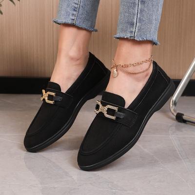 Large Size Suede Women's Autumn New Women's Outer Wear Metal Comfortable Soft-soled Single Shoes