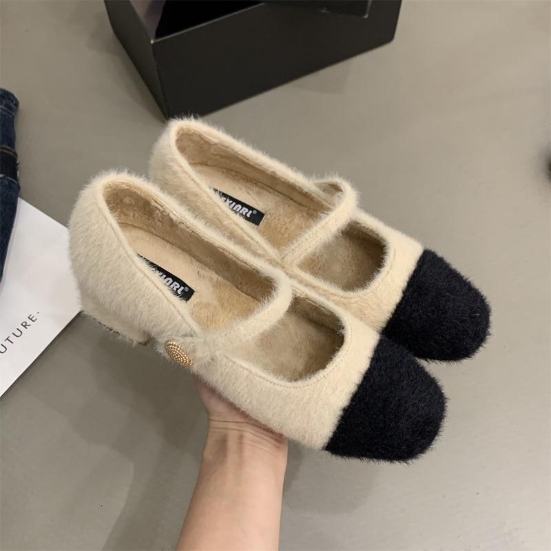 Loafers Fur Shoes Woman Comfortable And Elegant Modis Female Footwear Casual Sneaker On Heels 2025 Dress New Winter Mary Janes