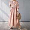 Cotton and Linen Summer Patchwork Retro Style Dress Long Skirt