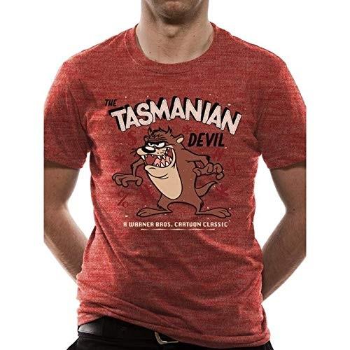 CID Men Looney Tunes-Tasmanian Devil T-Shirt L Red Heather Red Red S