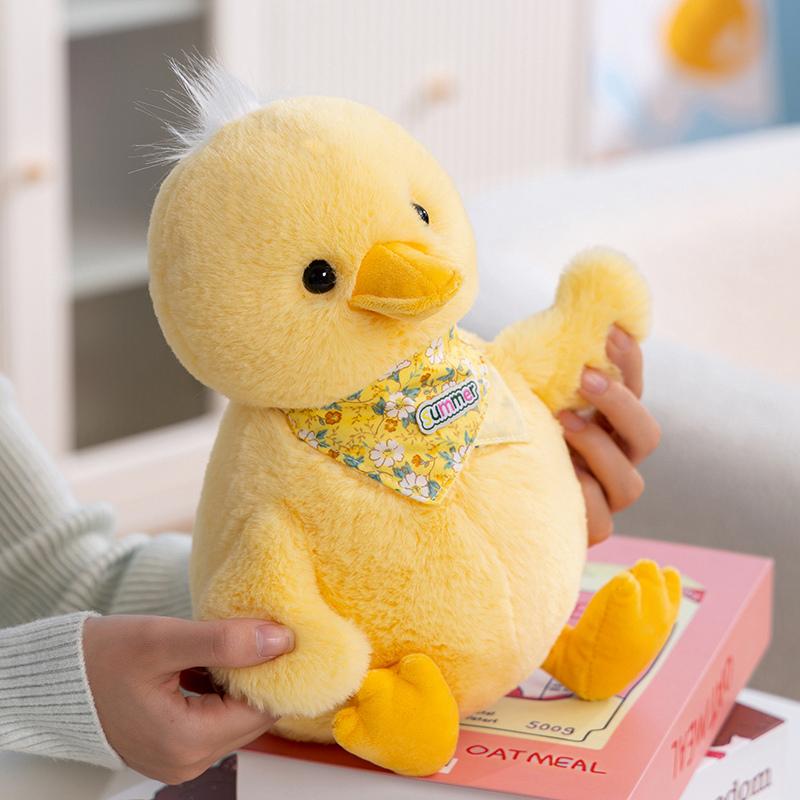 Non-Toxic Little Yellow Duck Soft Stuffed Plush Toys Cute Sitting Lying Down Duck Plushies Dolls Desktop Ornament For Home Sofa Cushion