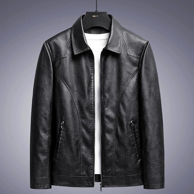 

Men s Outerwear Spring and Autumn Style Comfortable and Handsome Temperament Leather Jacket Popular Korean Version Plus Size Men s Leather Jacket XS чорний