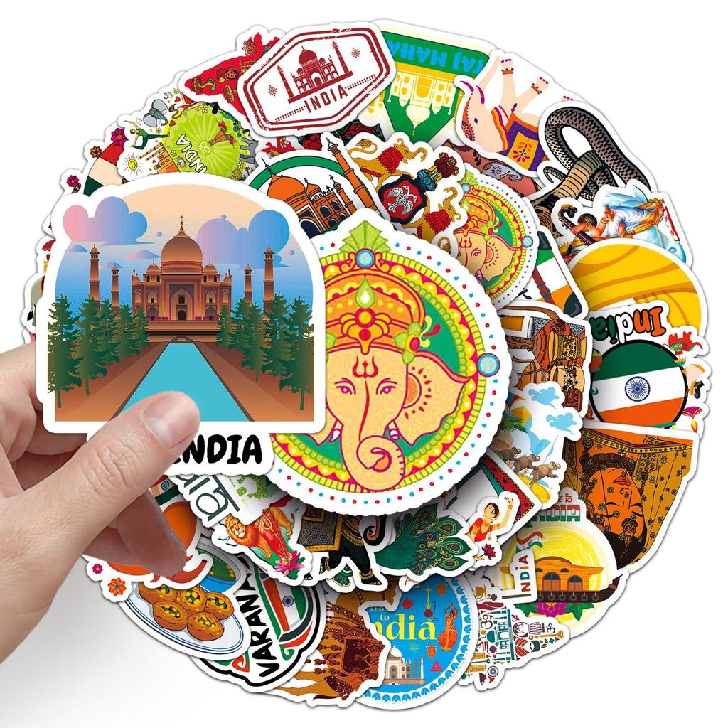50 Indian Graffiti Stickers Personalized Outdoor Travel India Landscape Landmark Building Suitcase Stickers